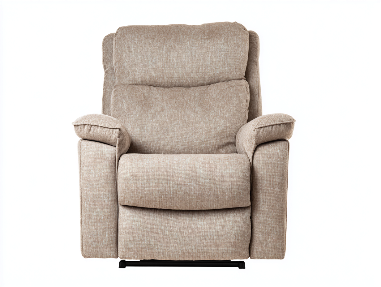 Fauteuil relax en tissu beige 88x92x106 cm pour salon - dossier haut et assise confortable - style contemporain-Nestmybay