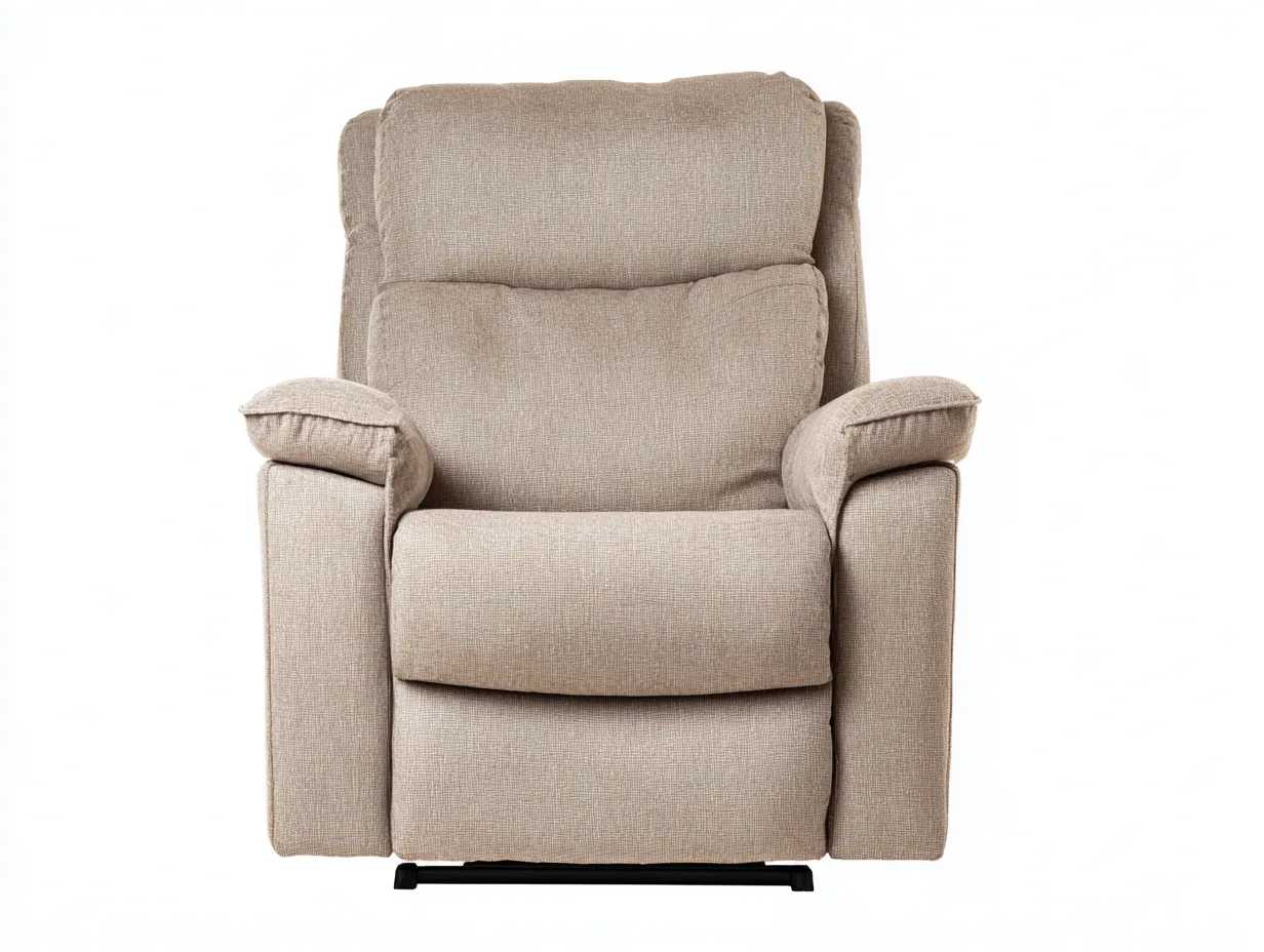 Fauteuil relax en tissu beige 88x92x106 cm pour salon - dossier haut et assise confortable - style contemporain-Nestmybay