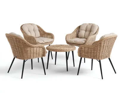 Salon de jardin pour terrasse rotin acier 60x60x45 cm beige - ensemble table basse et fauteuils design moderne extérieur-Nestmybay