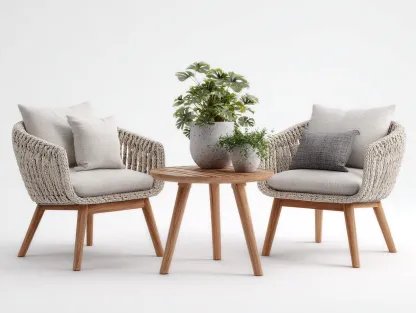 Salon de jardin pour terrasse rotin bois massif 55x55x45 cm beige - ensemble table basse et fauteuils design moderne extérieur-Nestmybay