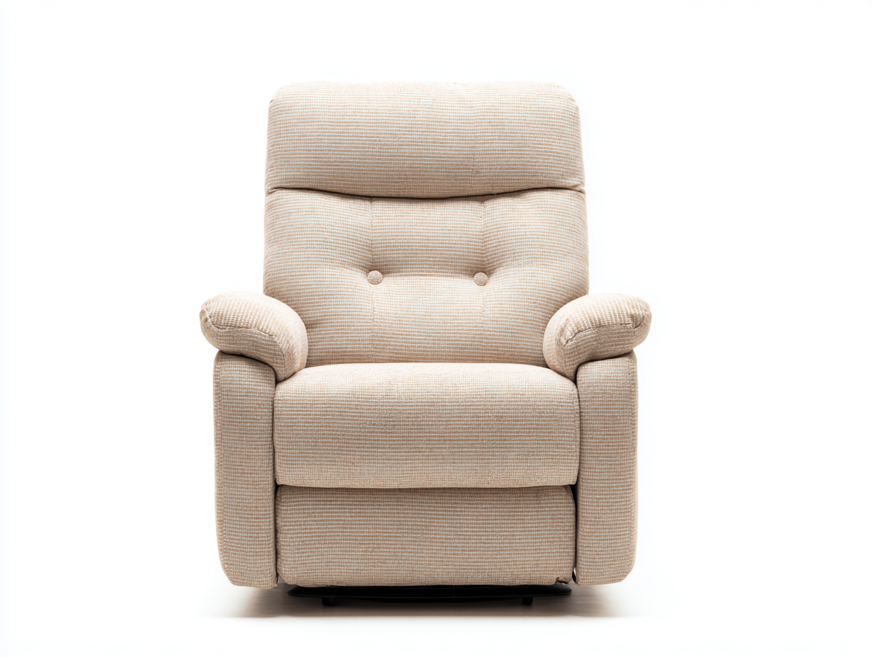 Fauteuil relax en tissu beige 86x91x104 cm pour salon - dossier haut et assise confortable - style contemporain-Nestmybay