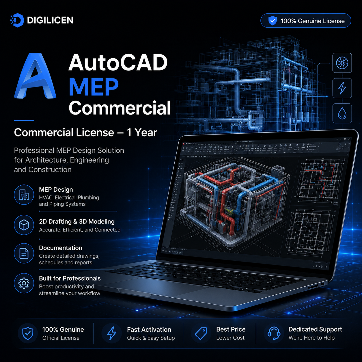 AutoCAD Mep Commercial License – 1 Year-DIGILICEN