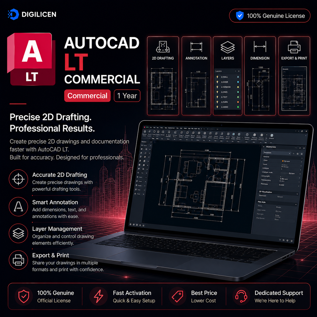 AutoCAD LT Commercial License – 1 Year-DIGILICEN