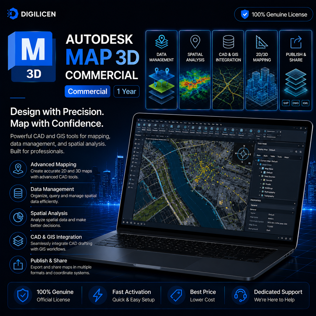 Autodesk Map 3D Commercial License – 1 Year-DIGILICEN