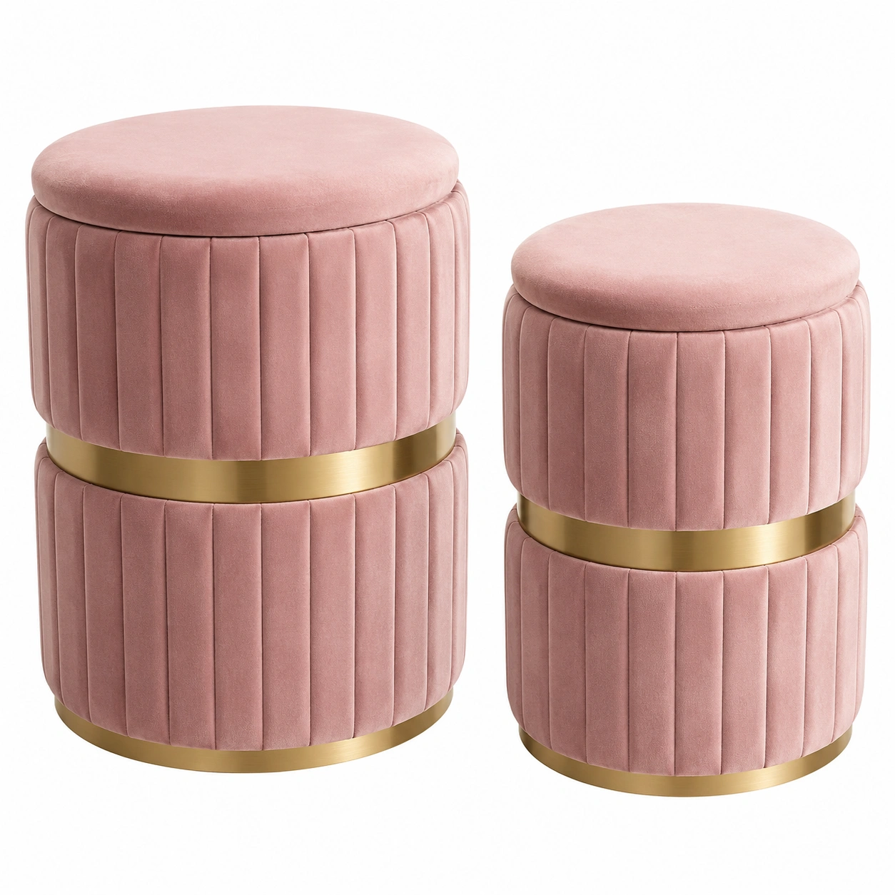 Set de pufs terciopelo Rosa-homeltica