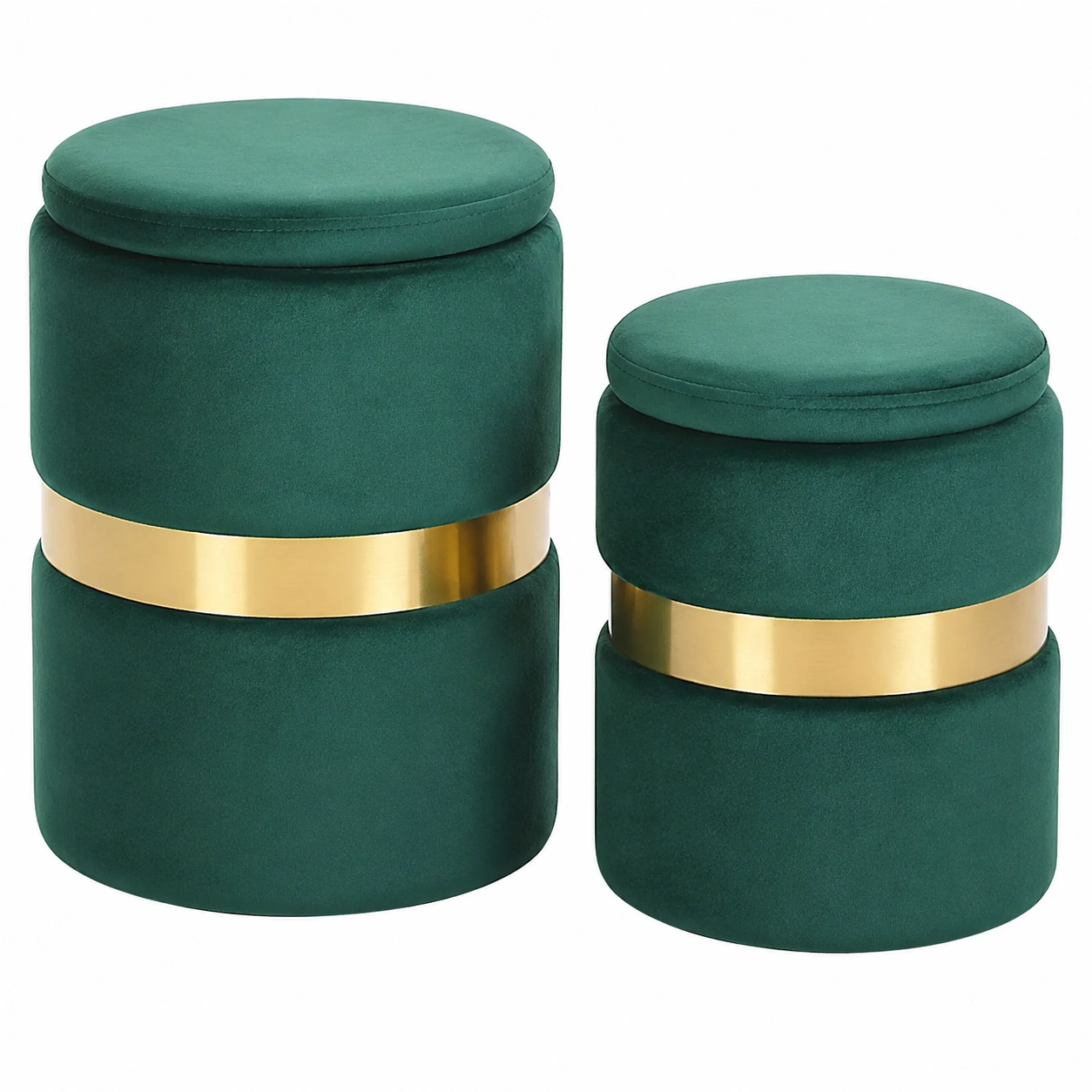 Set de pufs redondos Verde esmeralda-homeltica