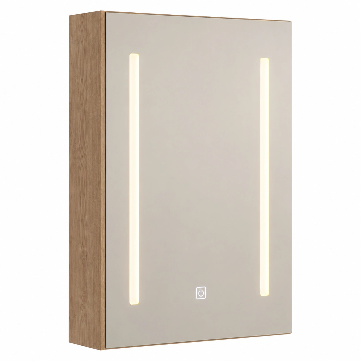 Armario de bano con espejo led vertical y acabado madera natural para pared moderna-homeltica