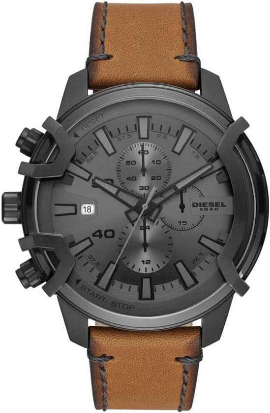 Reloj Diesel Griffed para hombre - Cronógrafo con movimiento de cuarzo - Correa de piel - Diseño masculino para estilo urbano y uso diario-Cozygetbay