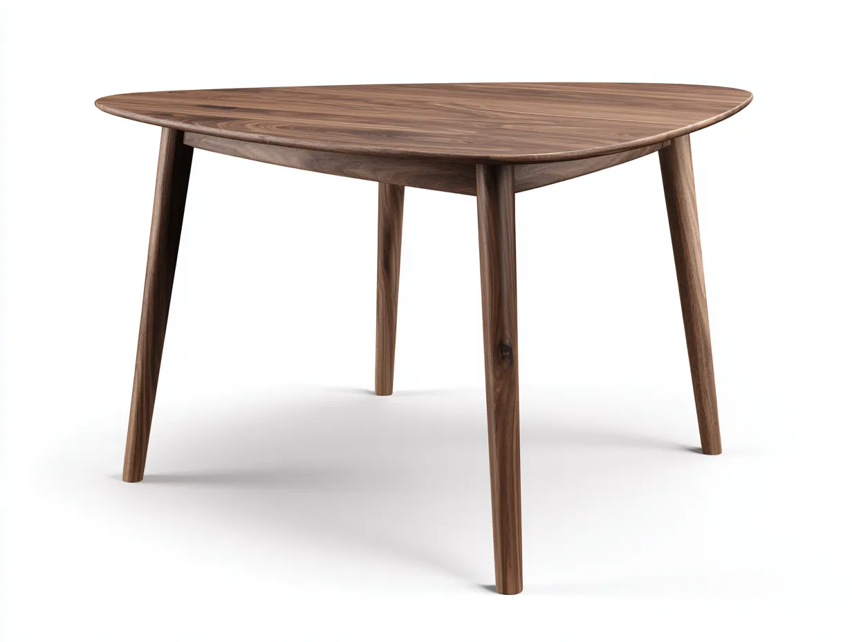 Mesa de comedor 140x100x75 cm - nogal medio - madera maciza - para comedor - sobre orgánico moderno