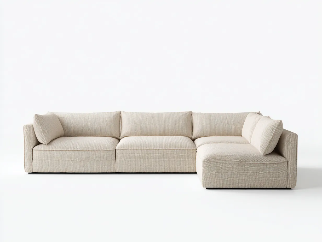 Sofá esquinero 268x94x83 cm - blanco roto - tapizado contemporáneo para salón