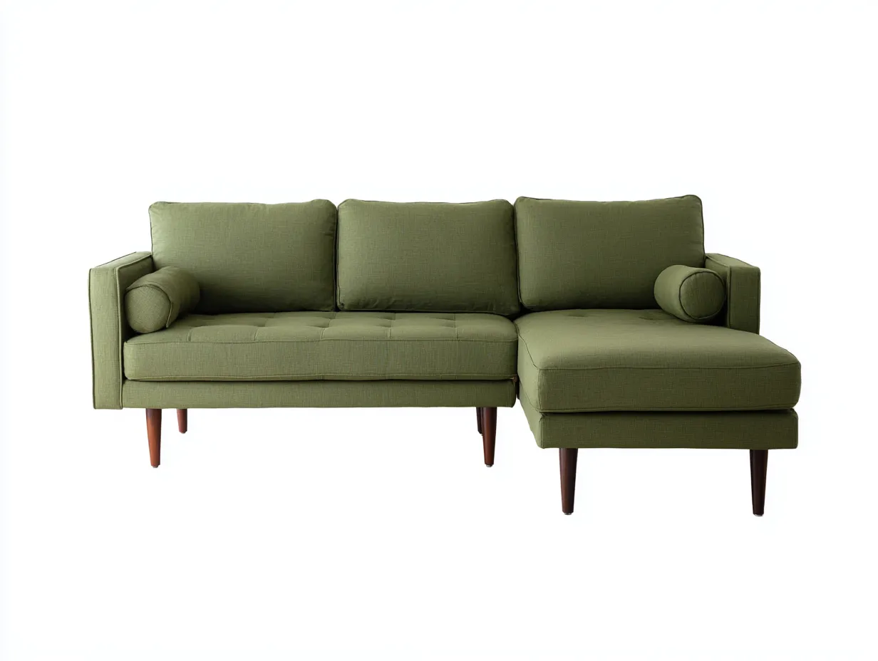 Sofá esquinero 226x89x84 cm - verde oliva - estilo retro para salón