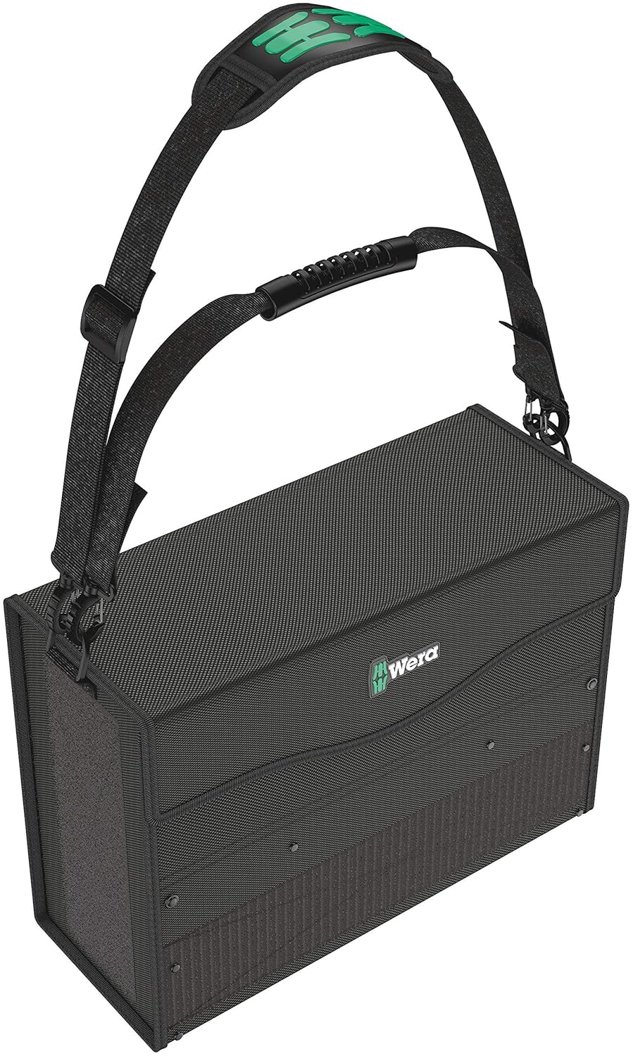Contenedor de herramientas Wera 2go 2 XL - Plástico negro resistente al agua - Dos compartimentos organizadores - Medidas de 45,5 x 33 x 7 cm-Cozygetbay