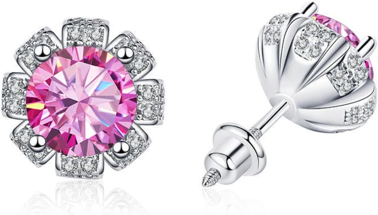 Pendientes de moissanita de corte redondo - Par de 2 quilates color D y claridad VVS1 - Plata de ley 925 hipoalergénica - Certificado GRA incluido-Cozygetbay