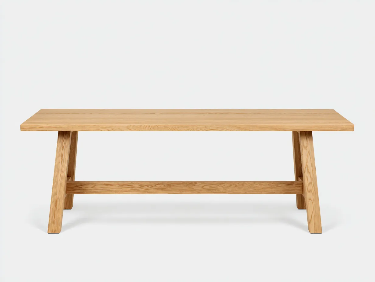 Mesa de comedor 240x100x75 cm - roble natural - madera maciza - para comedor - estructura en A