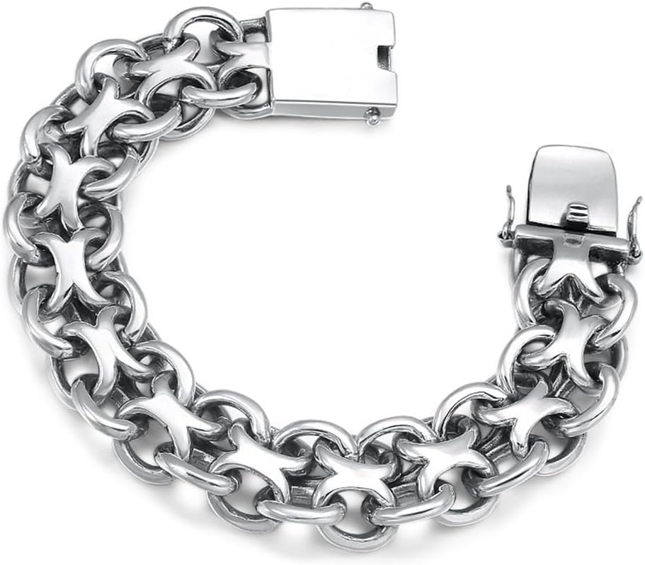 Pulsera LYGXWJFC de plata de ley S925 - Cadena lisa estilo látigo de caballo - Diseño vintage dominante - Joyería para hombre de inspiración nórdica-Cozygetbay