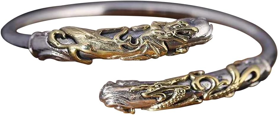 Pulsera LYGBAOFUL de plata de ley 925 - Dragón chino vintage para hombre - Brazalete de inspiración oriental - Joyería masculina plateada-Cozygetbay