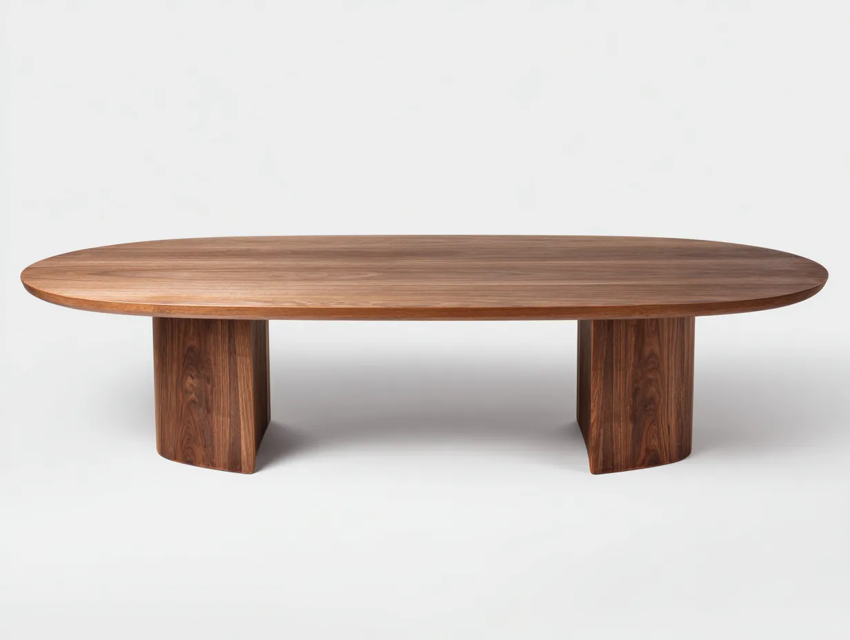 Mesa de comedor 240x92x75 cm - roble natural - madera curvada - para comedor - diseño orgánico