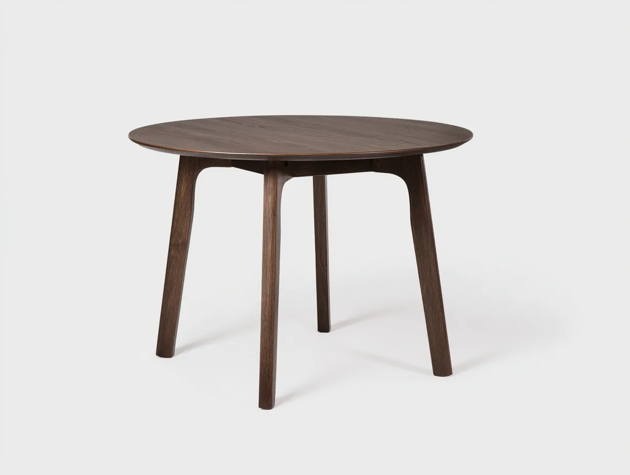 Mesa de comedor 110x110x75 cm - café oscuro - madera - para comedor - redonda con patas inclinadas