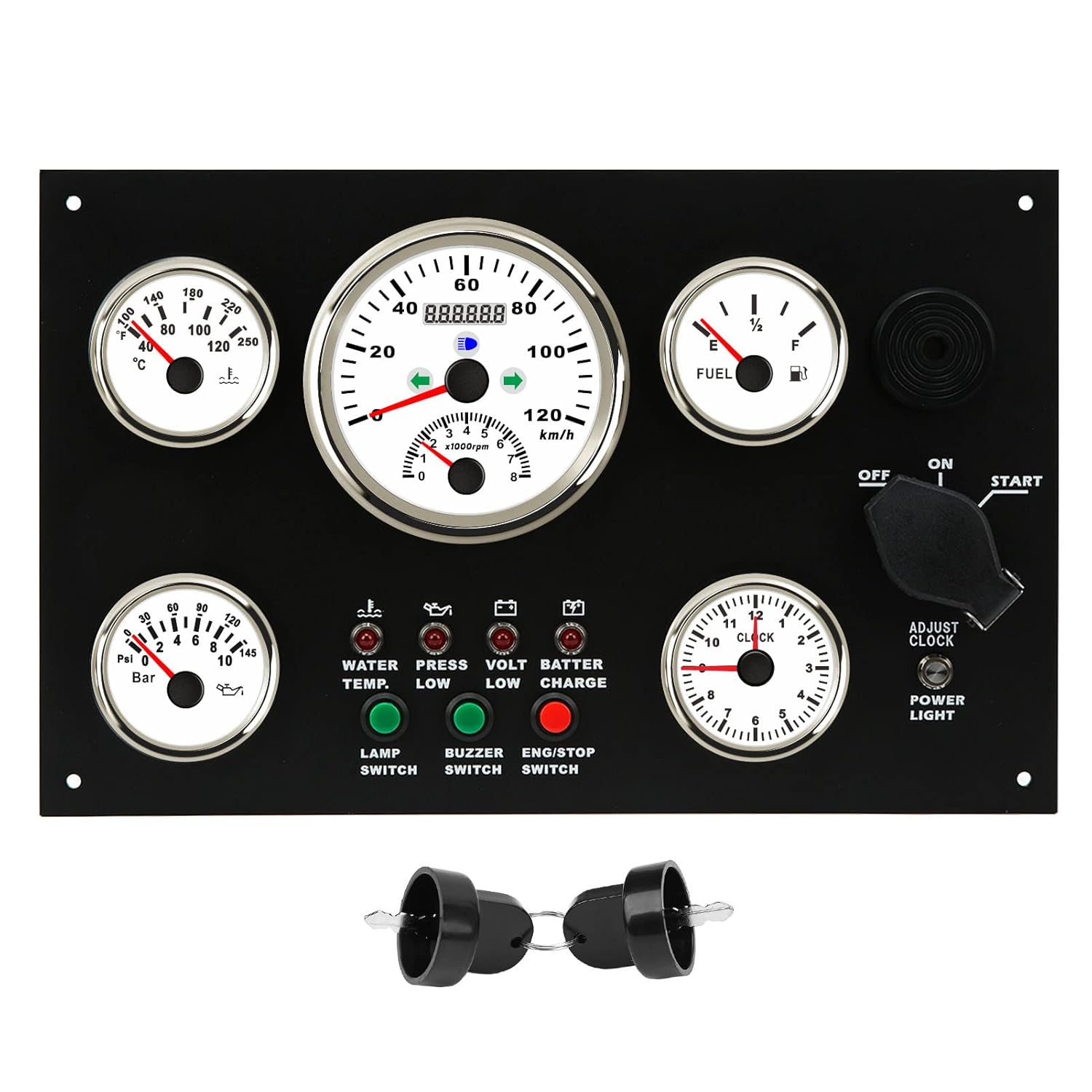 Psytfei grupo de 5 indicadores digitales - panel tablero barco y RV 12 V - velocímetro combustible temperatura presión aceite - peso 1,62 kg-Cozygetbay