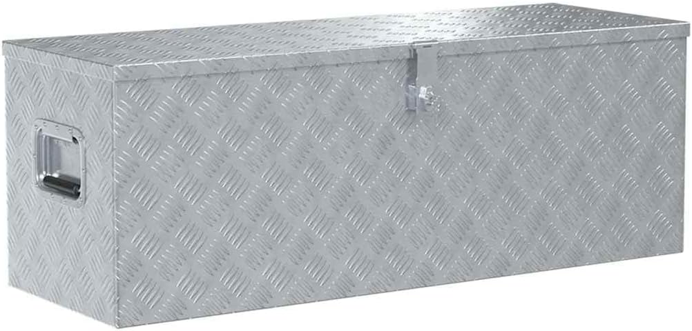 Caja de aluminio plateada - Diseño ligero y duradero - Formato de 110,5 x 38,5 x 40 cm - Peso de 12,65 kg para almacenamiento y transporte-Cozygetbay