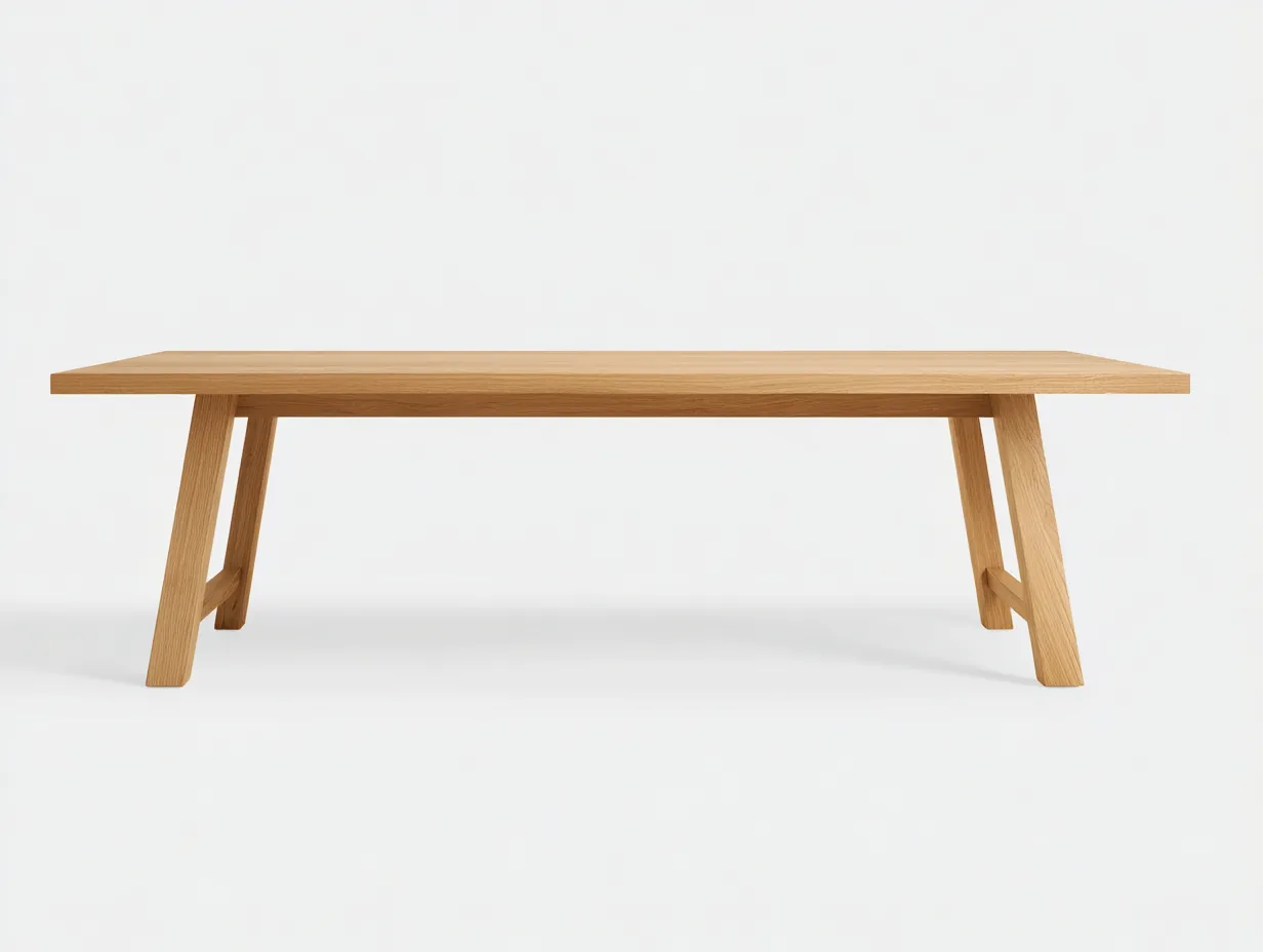 Mesa de comedor 220x95x75 cm - roble claro - madera - para comedor - patas inclinadas