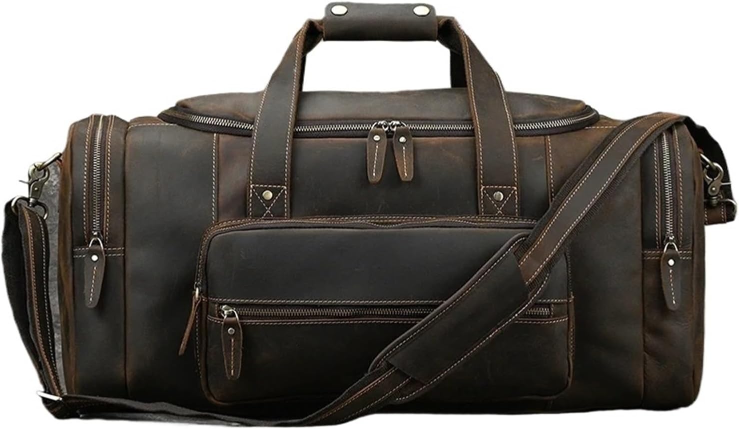 Bolso de viaje extragrande para hombre - Piel de vaca de gran capacidad - Equipaje para fin de semana - Cierre de hebilla y formato de mano-Cozygetbay