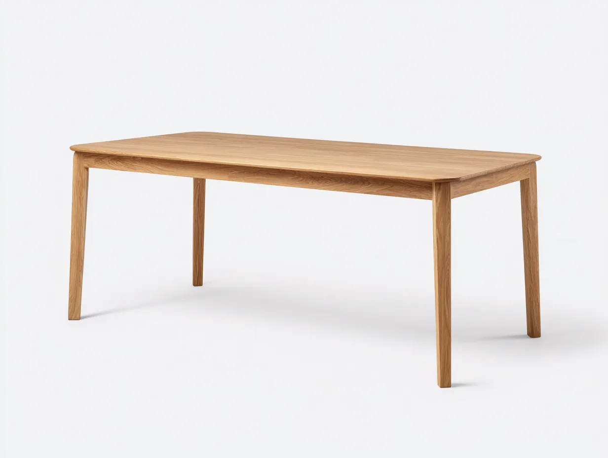 Mesa de comedor 180x90x75 cm - roble claro - madera maciza - para comedor - diseño minimalista rectangular