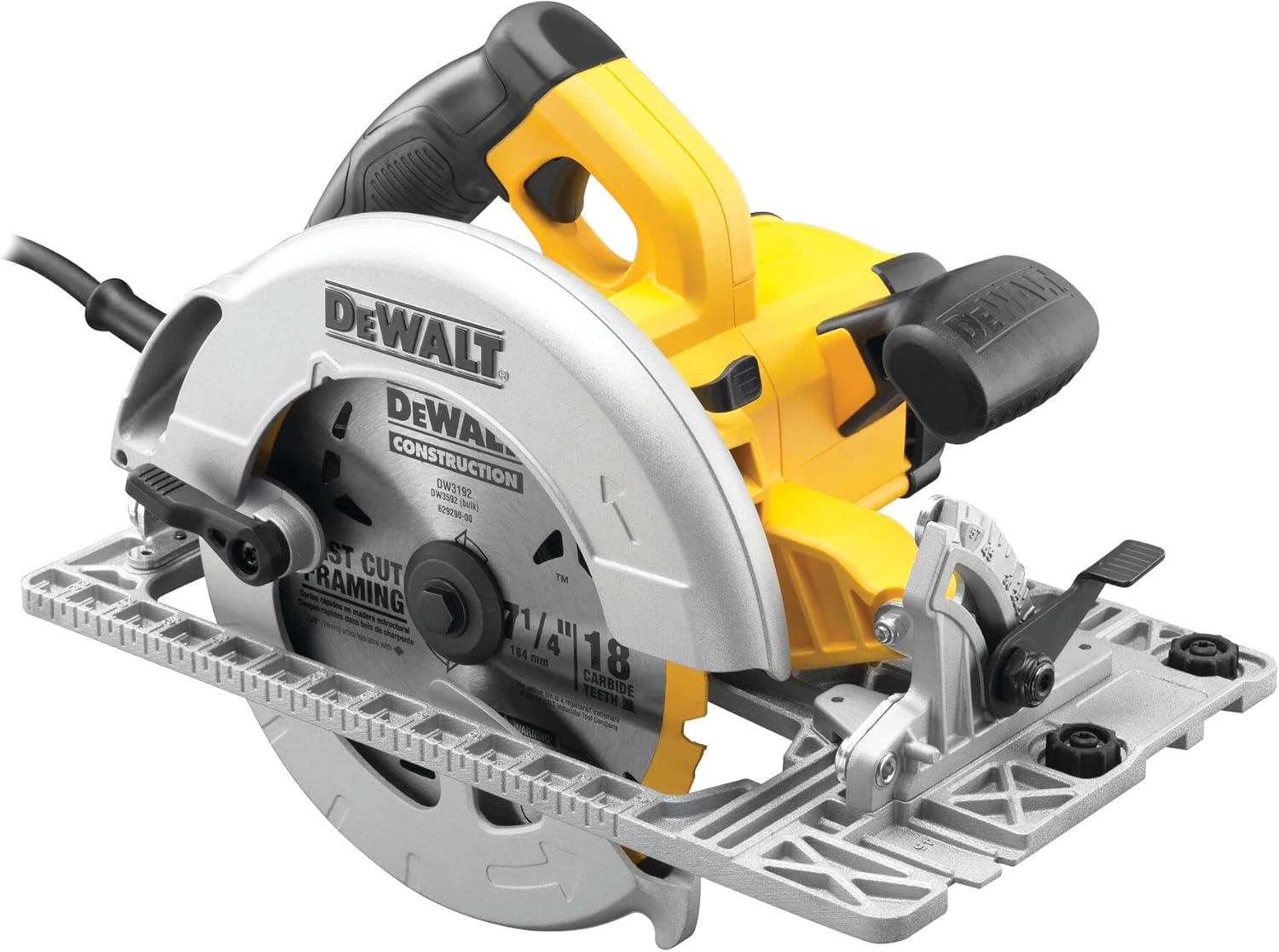 Sierra circular DEWALT DWE576K-QS de 1600 W - Disco de 190 mm y velocidad de 5200 RPM - Corte máximo de 61 mm con bisel - Maletín y guía paralela incluidos-Cozygetbay