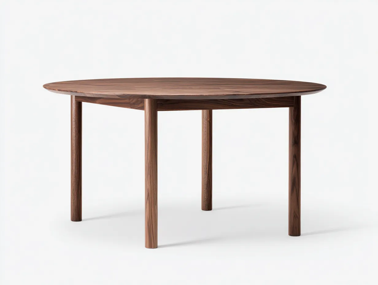 Mesa de comedor 120x120x75 cm - nogal oscuro - madera - para comedor - mesa redonda contemporánea