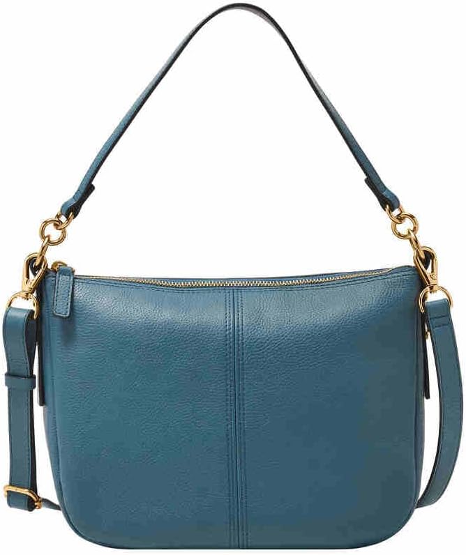 Bolso cruzado Fossil Jolie para mujer - Piel azul - Diseño bandolera para uso diario - Cierre de cremallera-Cozygetbay