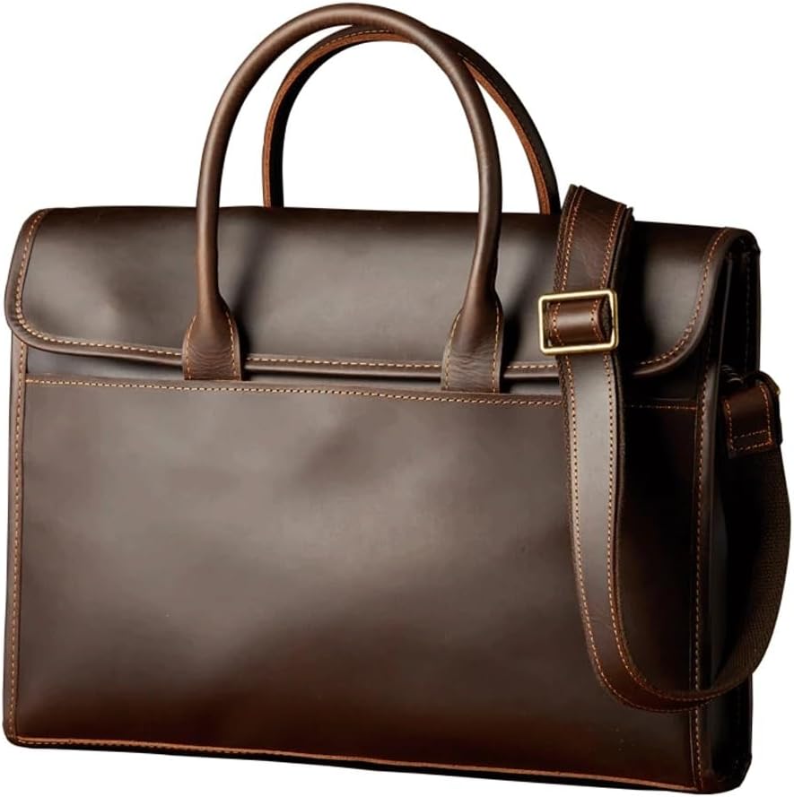 Bolso cruzado retro para hombre - Piel de vaca hecha a mano - Maletín para portátil de negocios - Cierre de hebilla y diseño bandolera-Cozygetbay
