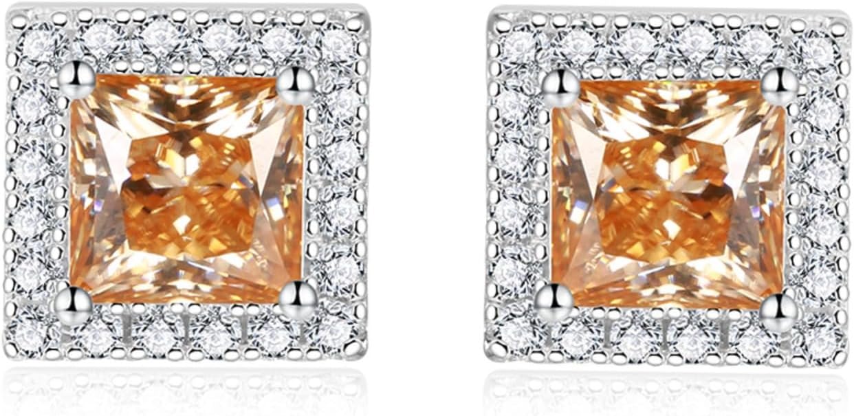 Pendientes de moissanita de corte princesa - Par de 2 quilates color D y claridad VVS1 - Plata de ley 925 hipoalergénica - Certificado GRA y caja de regalo-Cozygetbay