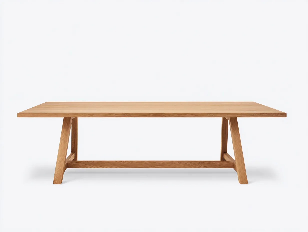 Mesa de comedor 260x100x75 cm - roble claro - madera - para comedor - estructura robusta
