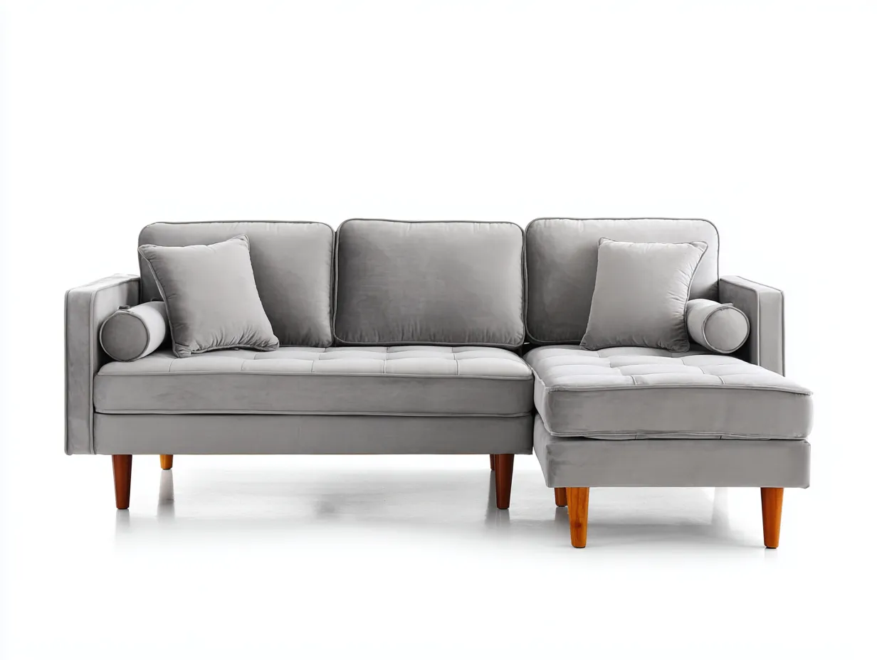 Sofá esquinero 248x92x82 cm - azul marino - terciopelo con chaise para salón