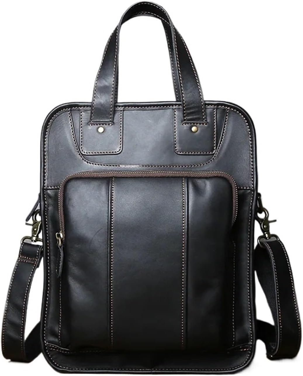 Bolso mensajero hombre cuero - maletín vertical de capa superior - bolso de hombro informal - cierre de hebilla-Cozygetbay