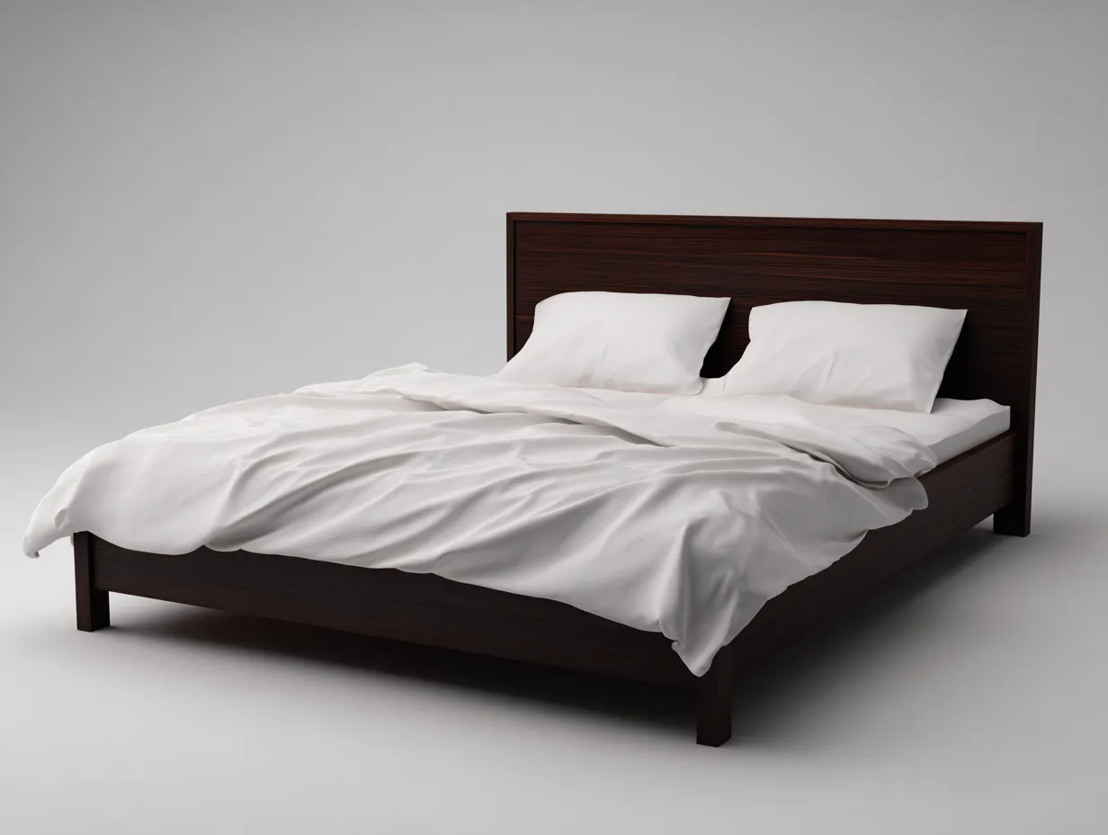 Cama doble de madera oscura 208x168x98 cm - cabecero recto para dormitorio - estilo sobrio