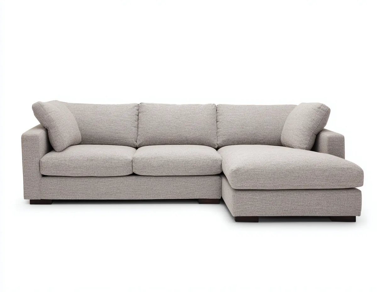 Sofá esquinero 236x92x84 cm - gris perla - tapizado compacto para salón