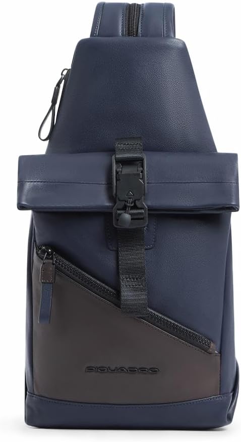 Piquadro mochila cruzada hombre - cuero para iPad mini - bandolera profesional organizada - correa ajustable acolchada-Cozygetbay