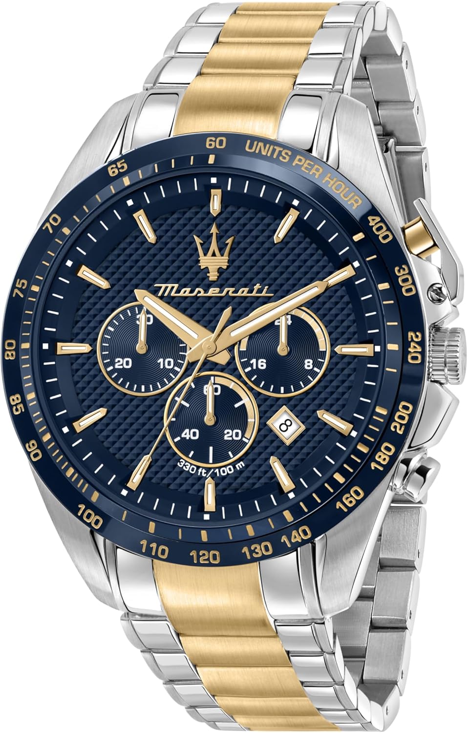 Reloj Maserati Traguardo R8873612046 - Edición limitada con cronógrafo - Caja de acero inoxidable de 45 mm - Esfera azul y brazalete plateado-Cozygetbay