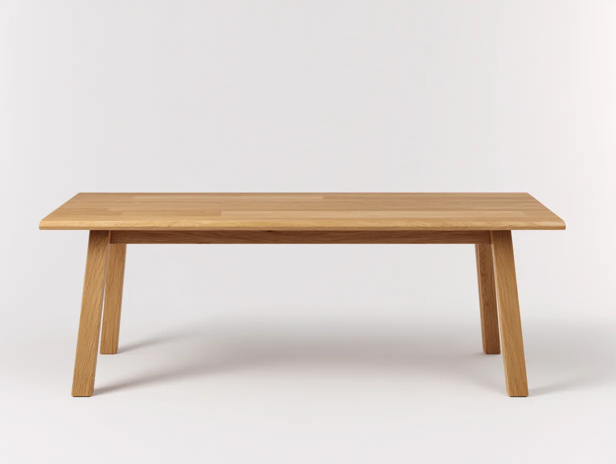 Mesa de comedor 200x95x75 cm - roble natural - madera maciza - para comedor - líneas limpias