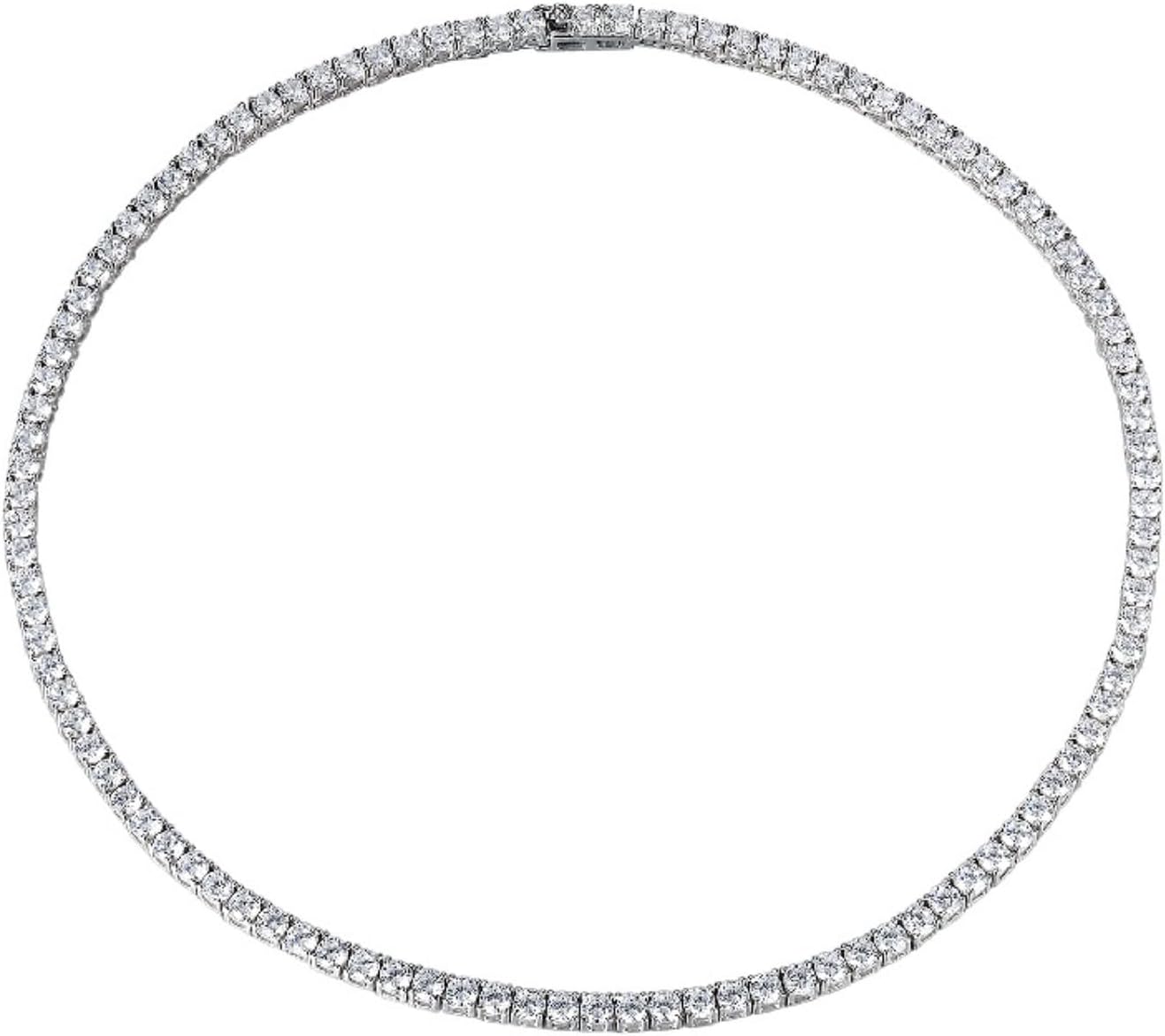 Collar tenis moissanita 5 mm hombre - plata de ley 925 chapada oro blanco 18 quilates - color D claridad VVS1 largo 38 a 61 cm - certificado GRA-Cozygetbay