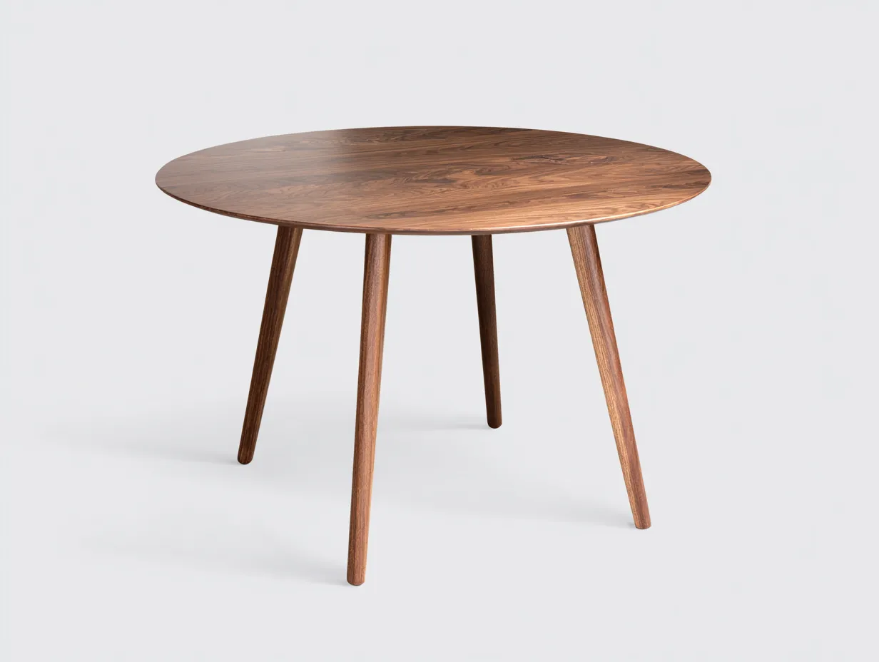 Mesa de comedor 120x120x75 cm - nogal medio - madera - para comedor - mesa redonda de aire nórdico