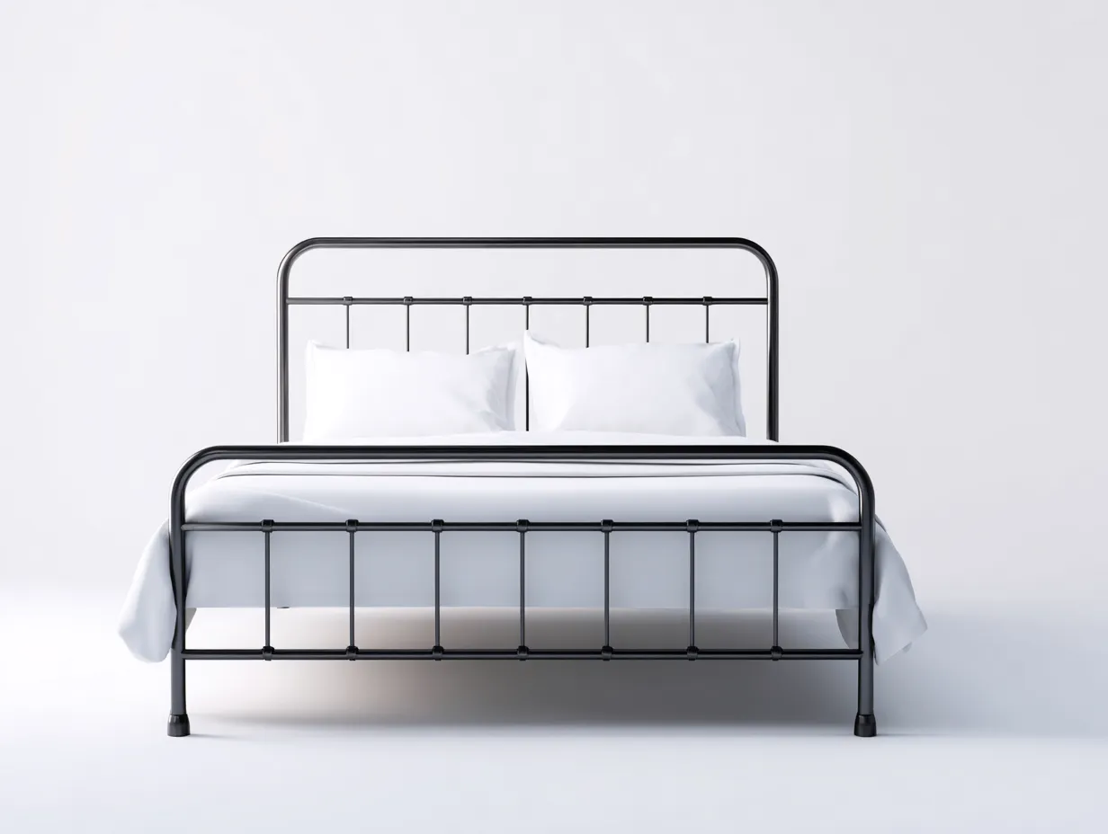 Cama doble de metal 206x166x108 cm - negro para dormitorio - estructura tubular minimalista