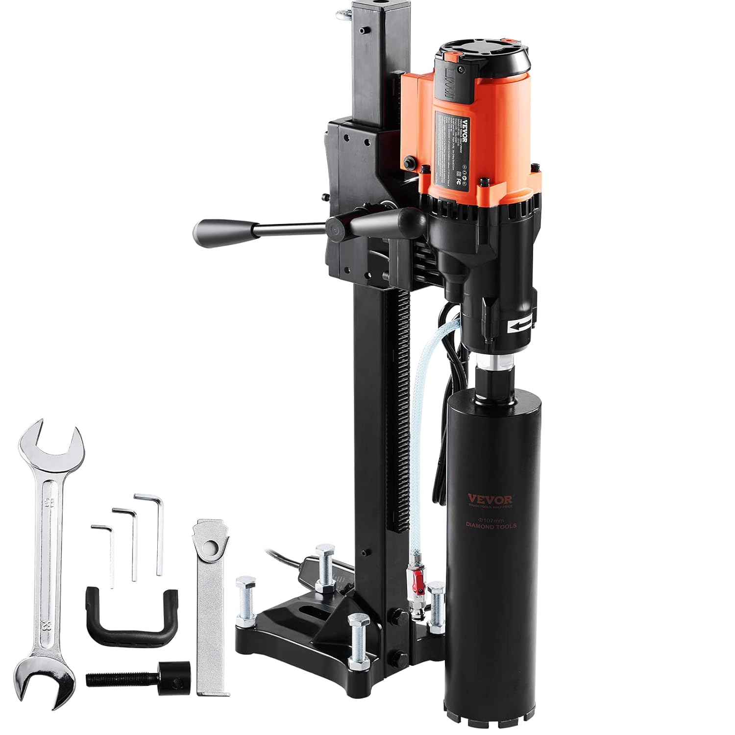 VEVOR taladro diamante construcción - diámetro 20 cm profundidad 60 cm - seco y húmedo 750 RPM 110 V - hormigón armado portátil rojo-Cozygetbay