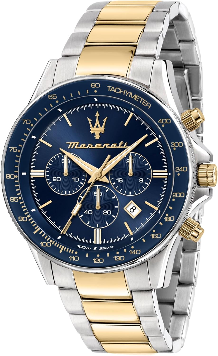 Reloj Maserati Sfida R8873640017 - Edición limitada con cronógrafo - Caja de acero inoxidable de 44 mm - Esfera azul y brazalete multicolor-Cozygetbay
