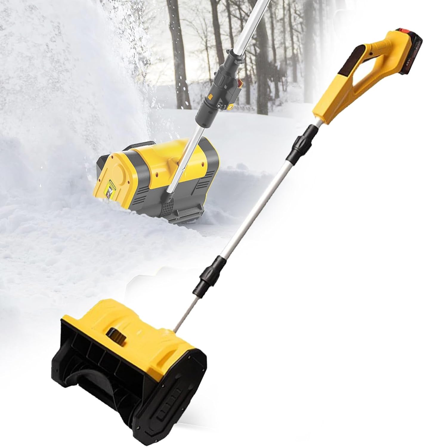 Pala quitanieves inalámbrica de 650 W - Mango telescópico ajustable - Limpieza de 28 x 14 cm - Lanzamiento de 8 m con descarga en tres direcciones-Cozygetbay