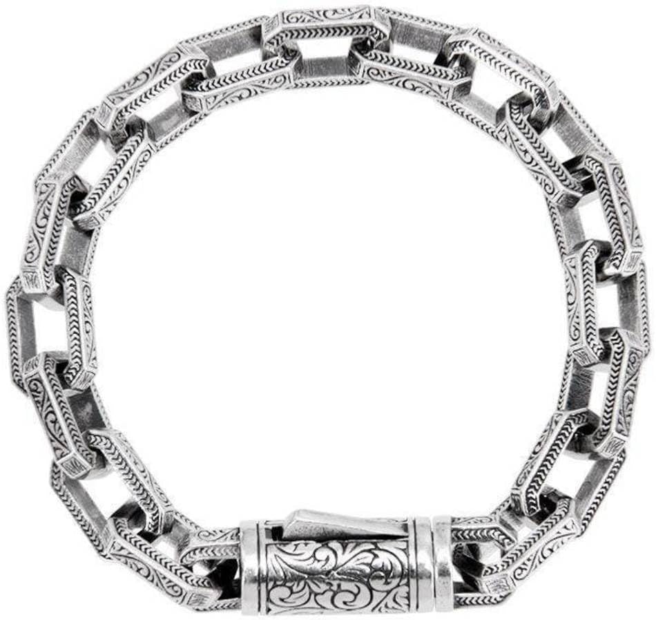 Collar CCXXYGWJ de plata de ley 925 - Tejido pesado con patrón de ratán - Diseño retro punk para hombre - Joyería plateada de gran presencia-Cozygetbay