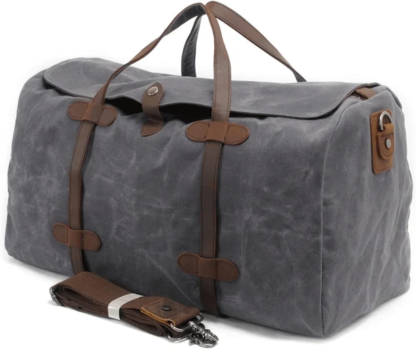 Bolso de viaje grande e impermeable - Lona y cuero de estilo vintage - Equipaje de mano para fin de semana - Cierre de hebilla-Cozygetbay