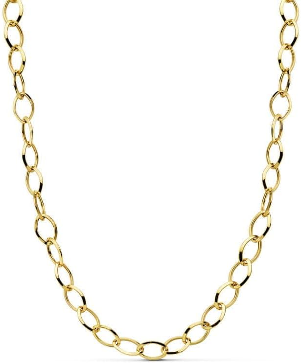 Collar hueco de oro amarillo de 18 quilates - Largo de 44 cm - Acabado pulido brillante - Cadena ligera para uso diario y ocasiones especiales-Cozygetbay