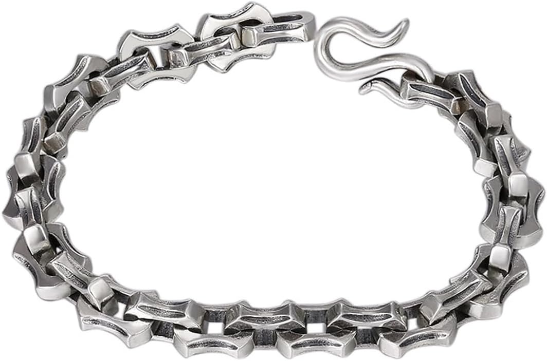 Pulsera LYGXWJFC de plata de ley S925 - Engranajes creativos para hombre - Largo de 20 cm - Diseño personalizado plateado de estilo industrial-Cozygetbay